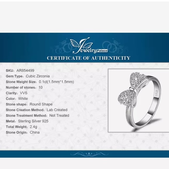 ❤️THIS ABSOLUTELY BEAUTIFUL SZ9 BOW RING IS MADE WITH REAL 925 STERLING SILVER❤️ - Picture 8 of 8
